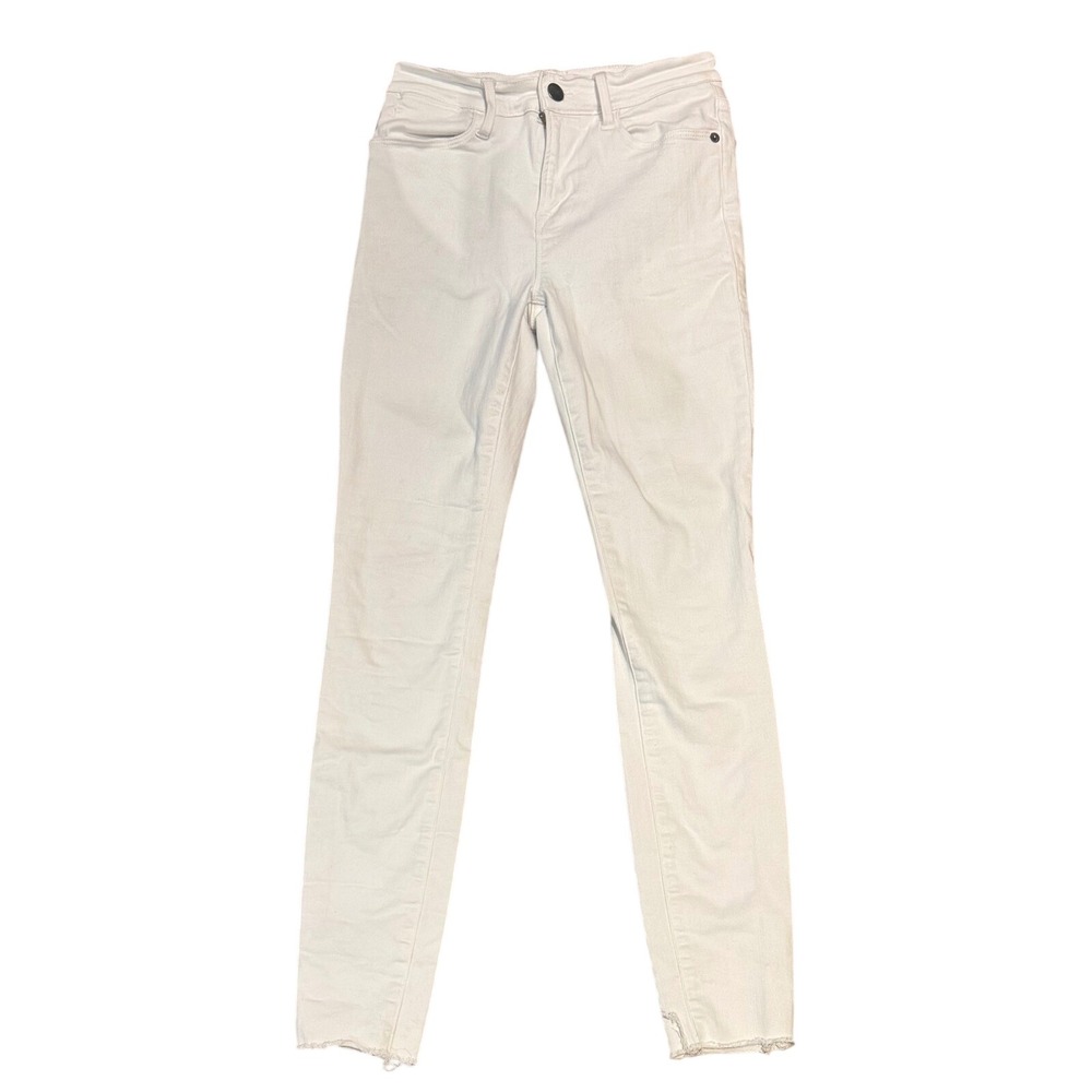 FRAME Le High Skinny Jeans Blanc White Raw Hem High Rise LHSKRA271 Size 25